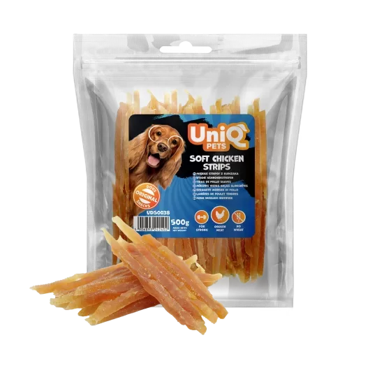UNIQ PETS DOG SNACKS MEATY soft chicken strips 500g