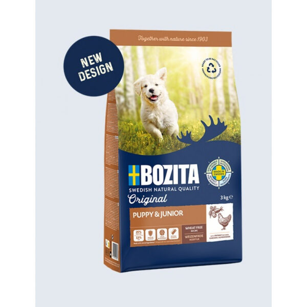 Bozita Original Puppy & Junior, 3kg - сухой корм для щенков, молодых собак, беременных и кормящих сук, без пшеницы