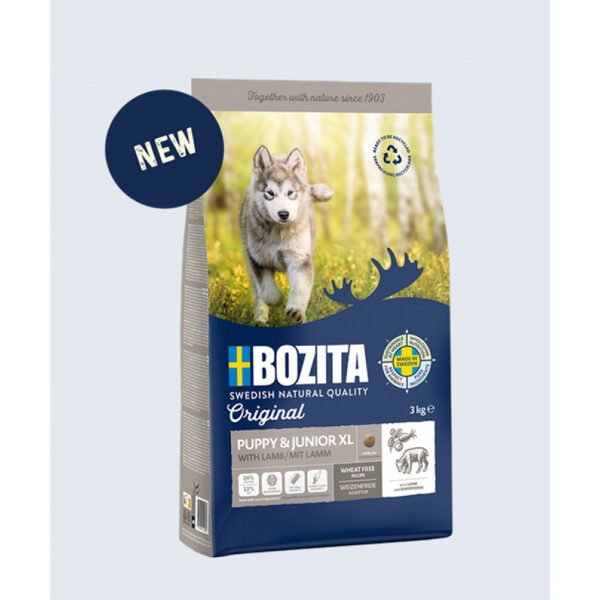 Bozita Original Puppy & Junior XL, 3kg - сухой корм для щенков, молодых собак, беременных и кормящих сук крупных пород, без пшеницы