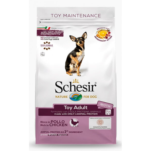 SCHESIR Toy Adult, 2kg - сухой корм с курицей для взрослых собак мини пород