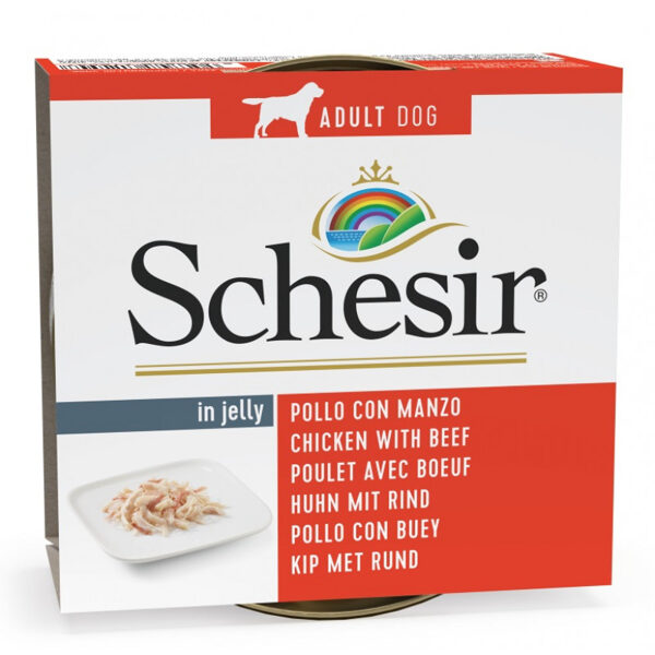 SCHESIR Dog Chicken Fillets with Beef Fillets in Jelly, 150g - куриное и говяжье филе в желе