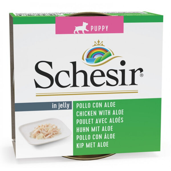 SCHESIR Puppy Chicken Fillets with Aloe in Jelly, 150g - куриное филе и алоэ в желе для щенков