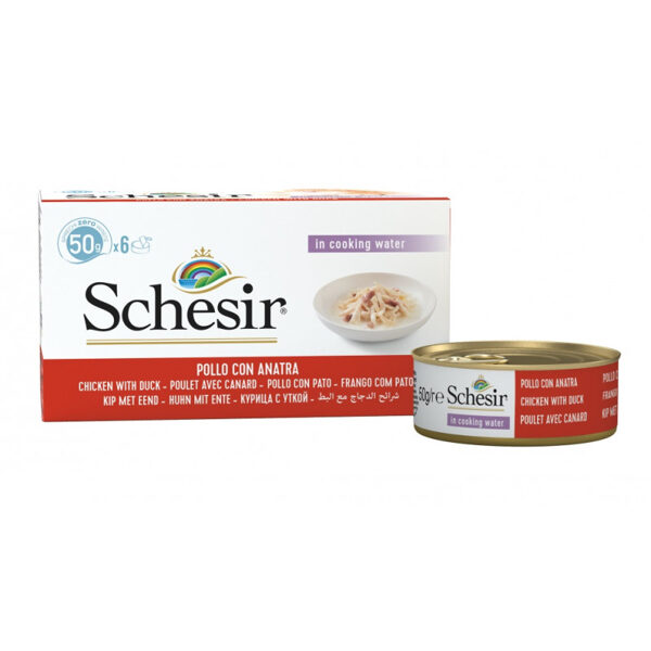 SCHESIR Cat Chicken Fillets with Duck Natural Style, 6x50g - vistas fileja un pīle savā sulā