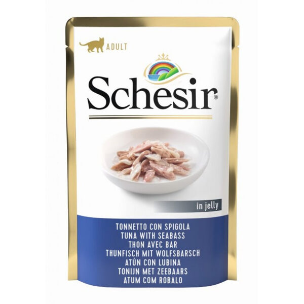 Schesir Cat Tuna with Seabass, 85g - tuncis un jūras asaris želejā