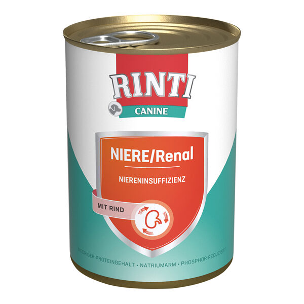 RINTI Canine Nire/Renal Rind 400g - консервы с говядиной для собак для поддержки функции почек