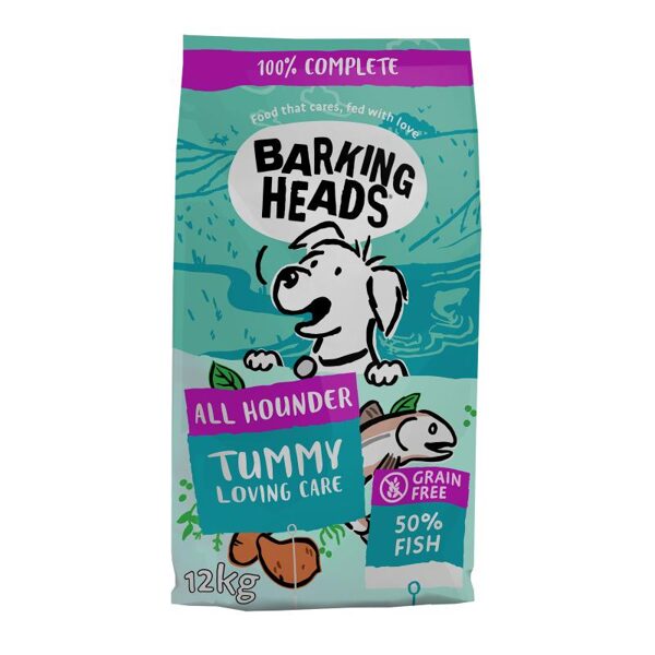 BARKING HEADS Tummy Lovin Care Fish 12kg - корм для взрослых собак мелких и средних пород с белой рыбой