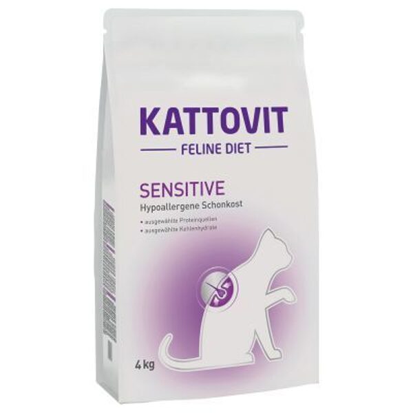 Kattovit Sensitive 4kg - для чувствительных кошек, страдающих аллергией к продуктам питания.