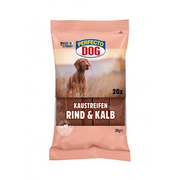 PERFECTO DOG graužamsloksnītes ar liellopa un teļa gaļu,  20 GAB. (200g)