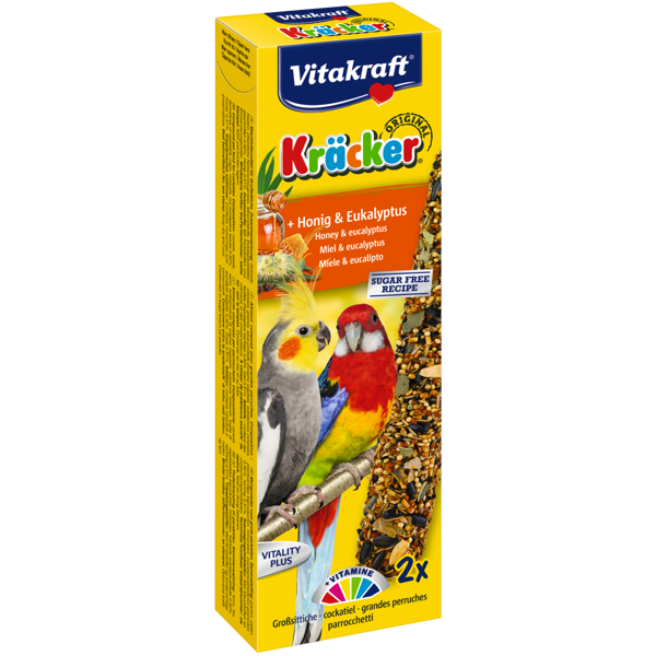 Vitakraft nūjiņas  ar medu un eikaliptu 2gb 180g - gardums vidējiem papagaiļiem 