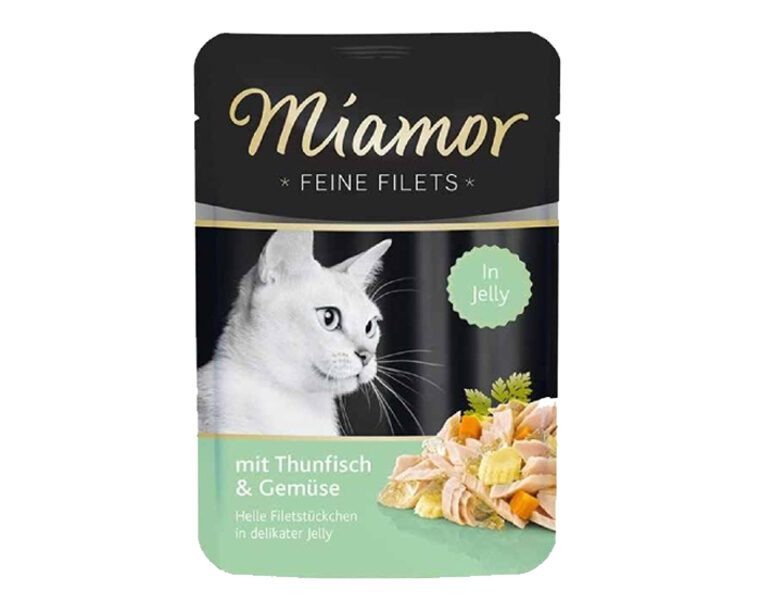 Miamor Feine Fillets 100g - кусочки филе в желе, тунец и овощи