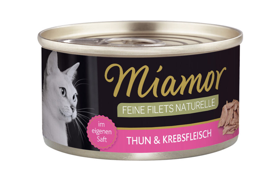 Miamor Feine Filets Naturelle Tuna&Crab / Tunča filejas gabaliņi ar krabju gaļu savā sulā , 80g- konservi pieaugušiem kaķiem. 