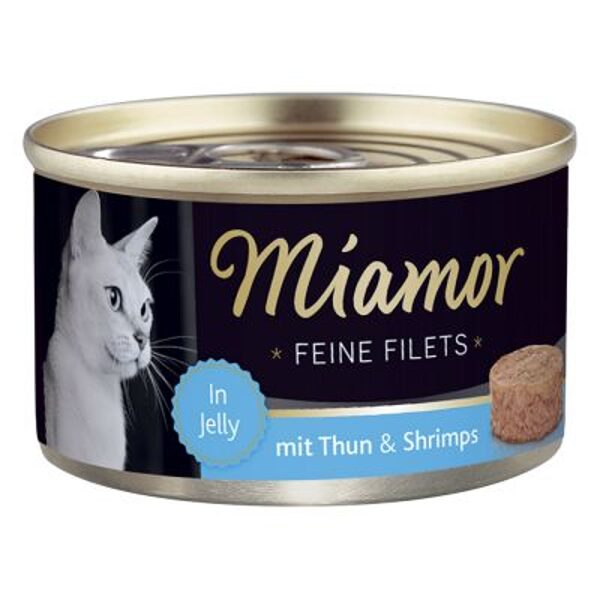 Miamor Feine Fillets Tuna + Shrimps in jelly 100g - filejas gabaliņi želejā ar tunci un garnelēm