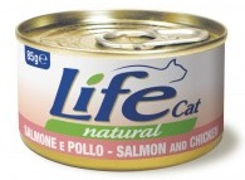 LIFE CAT  SALMON and CHICKEN, 85g - konservi kaķiem ar vistu un lasi