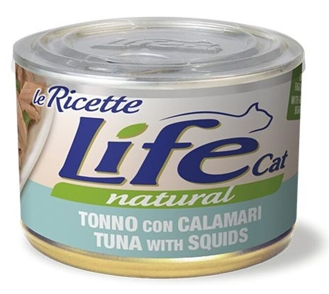 LIFE CAT Natural TUNA with SQUIDS, 150g - konservi kaķiem ar tunci un kalmāru