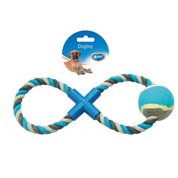 Duvo Plus Knotted Cotton 8-pull Ring Tennis Ball, 28cm - х/б веревка и теннисный мяч