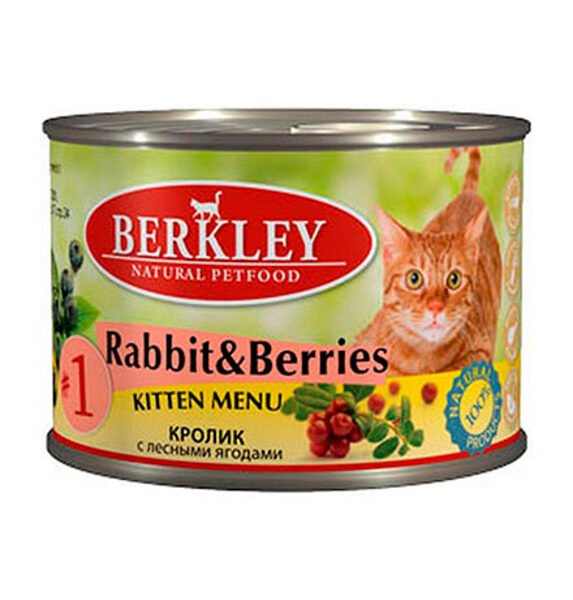 Berkley #1 Kitten Rabbit & Berries 200g - konservi kaķēniem ar truša gaļu un ogām 