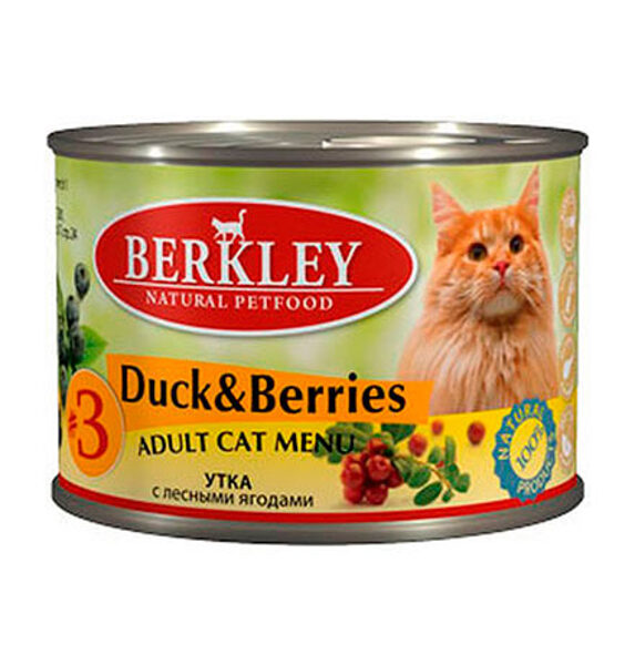  Berkley #3 Adult Cat Menu Duck & Berries 200g - konservi kaķiem