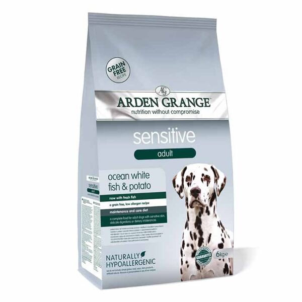 ARDEN GRANGE SENSITIVE 12 kg –  ДЛЯ  СОБАК С ДЕЛИКАТНЫМ ЖЕЛУДКОМ И/ИЛИ ЧУВСТВИТЕЛЬНОЙ КОЖЕЙ. ОКЕАНИЧЕСКАЯ БЕЛАЯ РЫБА И КАРТОФЕЛЬ