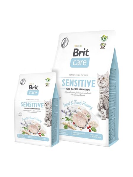 Brit Care Cat Grain Free Sensitive Insect & Fresh Herring 400g  - hipoalerģiska bezgraudu sausā barība kaķiem ar siļķi un kukaiņiem