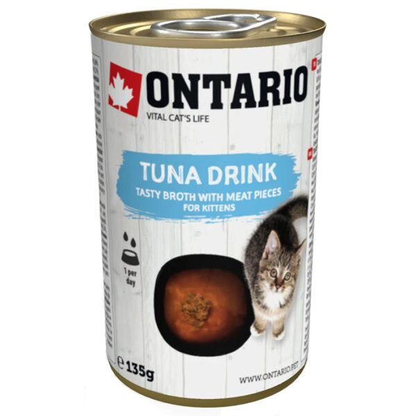 Ontario Drink Kitten Tuna 135 g - dzēriens ar vistas un tunča gabaliņiem kaķēniem