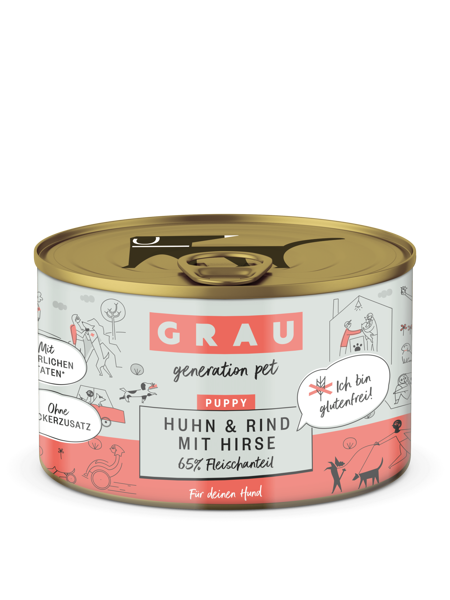 GRAU Huhn&Rind mit Hirse Puppy 200g - консервы для щенков с курицей, говядиной и пшеном