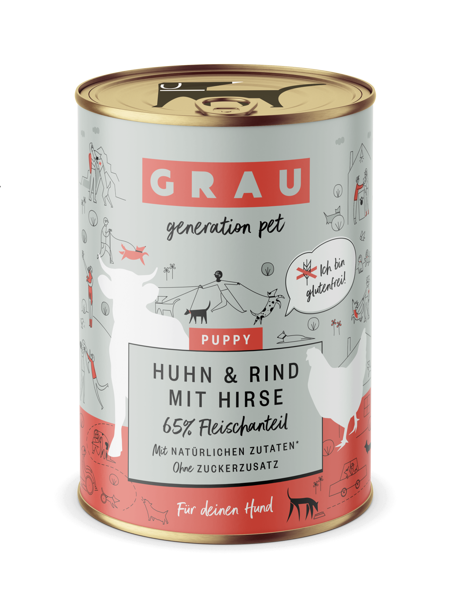 GRAU Huhn&Rind mit Hirse Puppy 400g - консервы для щенков с курицей, говядиной и пшеном
