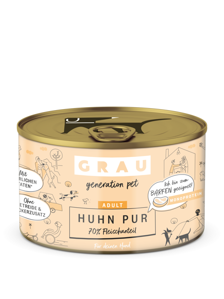 GRAU Huhn Pur 200g - консервы с курицей для взрослых собак