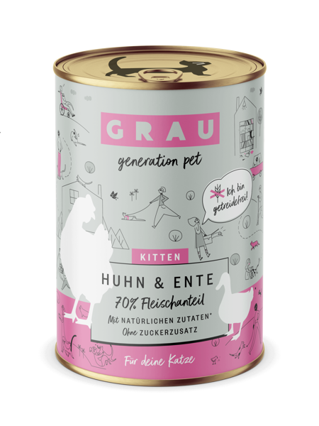 GRAU Kitten Huhn & Ente 400g -  konservi kaķēniem ar vistas un pīles gaļu