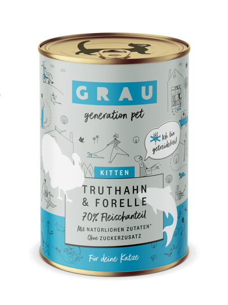 GRAU Kitten Truthahn & Forelle 200g - konservi kaķēniem ar tītaru un foreli