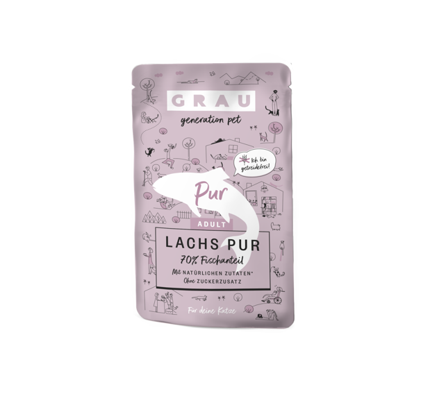 GRAU Lachs Pur 125g - monoproteīna konservi pieaugušiem kaķiem ar lasi