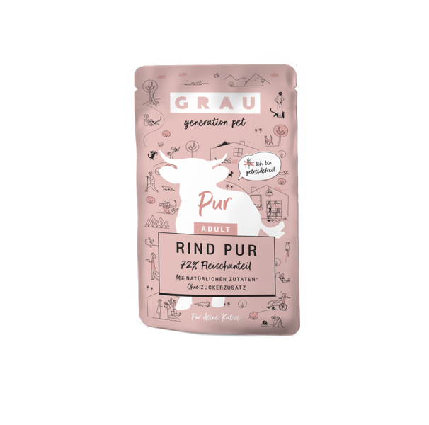 GRAU Rind Pur 125g - monoproteīna konservi pieaugušiem kaķiem ar liellopu