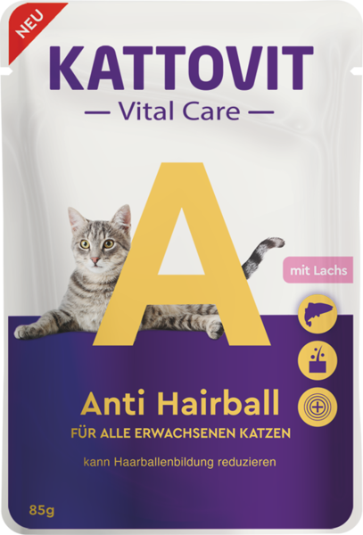 Kattovit Vital Care Anti Hairball 85g - Konservi kaķiem ar lasi, var samazināt matu bumbu veidošanos