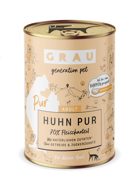GRAU Huhn Pur 400g - консервы с курицей для взрослых собак