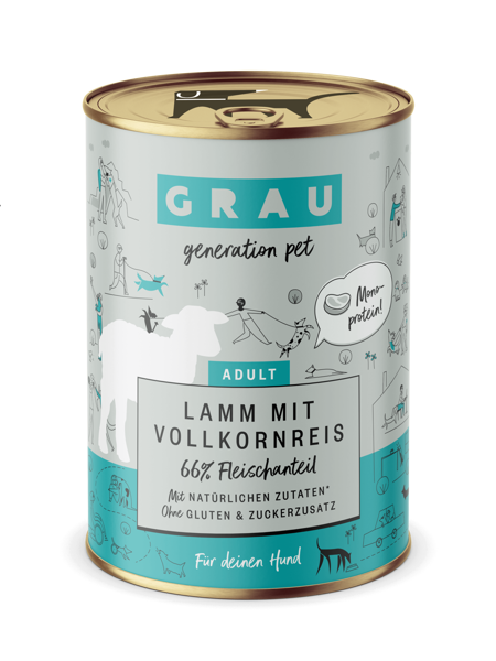 GRAU Lamm mit Vollkornreis 400g - консервы с бараниной и коричневым рисом для взрослых собак