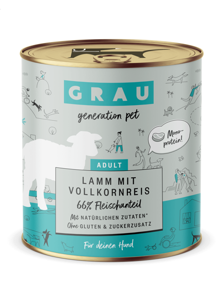 GRAU Lamm mit Vollkornreis 800g - консервы с бараниной и коричневым рисом для взрослых собак