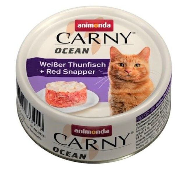 Animonda Carny Ocean Tuna & Red Snapper 80g - konservi pieaugušiem kaķiem (tuncis un sark. plaudis) 