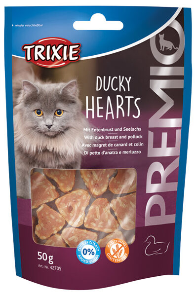 Gardums kaķiem - Trixie Premio Hearts, pīles krūtiņa/saida, 50 g