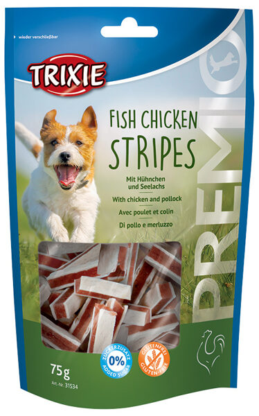Gardums suņiem - Trixie PREMIO Chicken and Pollock Snack (Stripes) 75g.