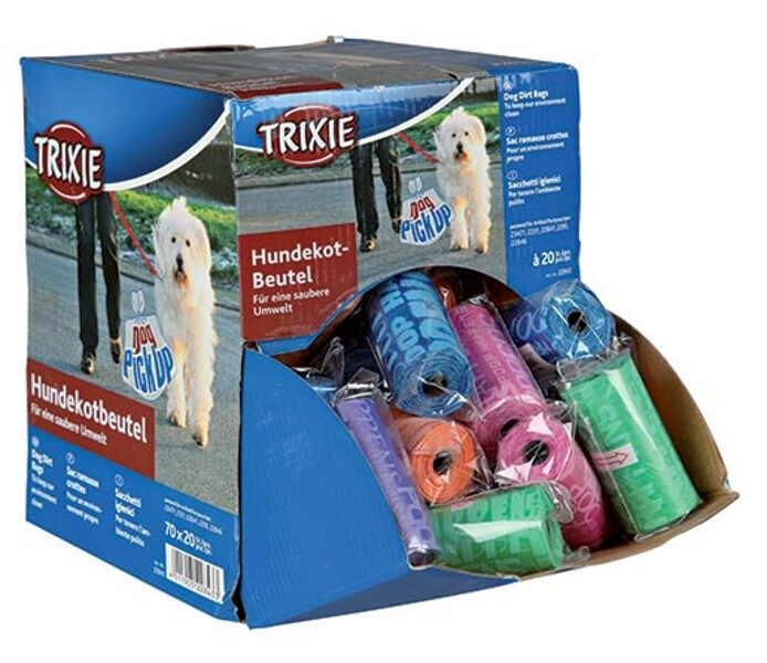 Trixie Dog Pick Up display for dog dirt bags, M, 70 rolls of 20 pcs, sorted (70 gab) - мешочки для собачьих экскрементов