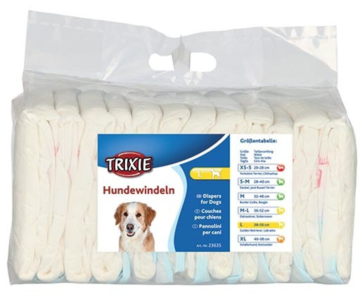 Trixie Diapers for dogs, 12 gab,  L, 38-56cm - Памперсы 