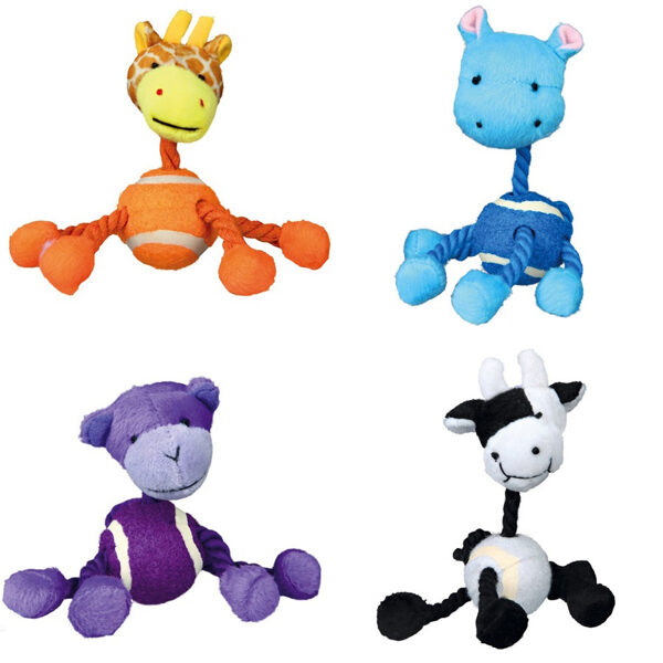 Rotaļlieta suņiem - Trixie Animal with rope an tennis ball 16cm/1 gab