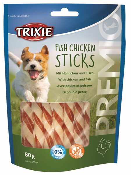 Gardums suņiem -Trixie PREMIO Fish Chicken Sticks, 80 g
