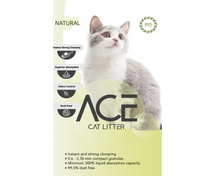 ACE Natural CAT LITTER 10 L - cementējošās smiltis kaķu tualetei