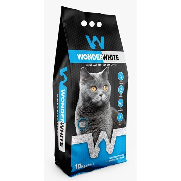Wonder White  Unscented Natural 10kg - Bentonīta kaķu pakaiši  bez aromāta