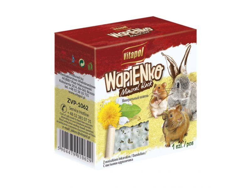 Vitapol MINERAL BLOCK with dandelion for rodents and rabbit 1pc 40g - минеральный блок с одуванчиком для грызунов