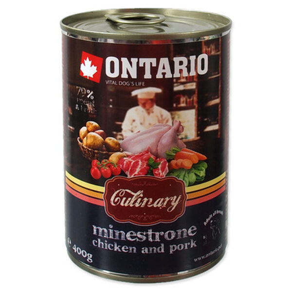 Ontario Dog Culinary Minestrone Chicken and Pork 400g - konservi suņiem