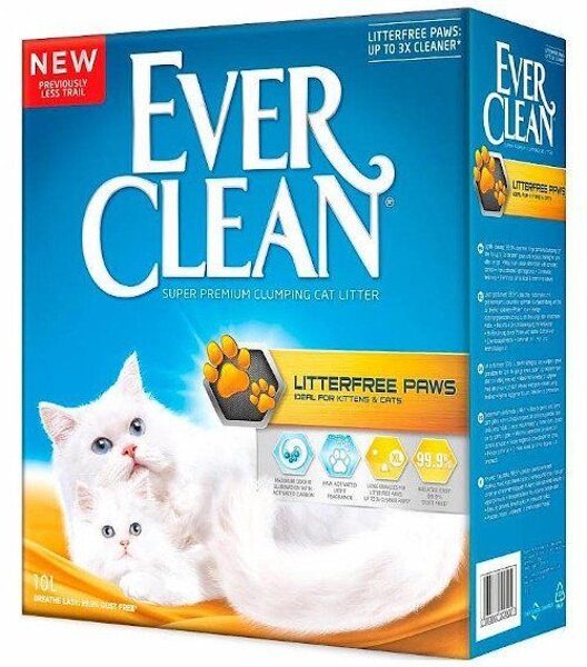 EverClean Litterfree Paws 10 L - cementējošās kaķu smiltis (Nelīp pie ķepām) 