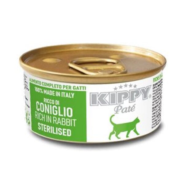 Kippy Pate Cat Adult, Rabbit, 85g - mitrā barība ar trusi visu šķirņu pieaugušiem kaķiem (pastēte)