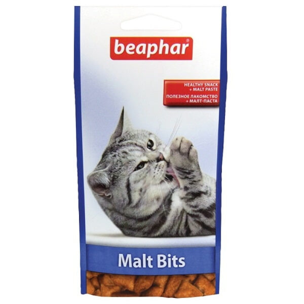 Beaphar Malt Bits, 150g (300gab) - Vitamīnizēta papildbarība kaķiem apmatojuma kamolu izvadei no kuņģa