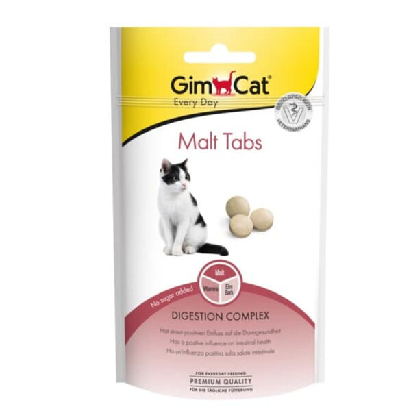 Vitamīnizēta papildbarība : GimCat Malt Tabs, 40gr
